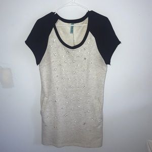 Embellished baseball tee sweatshirt dress